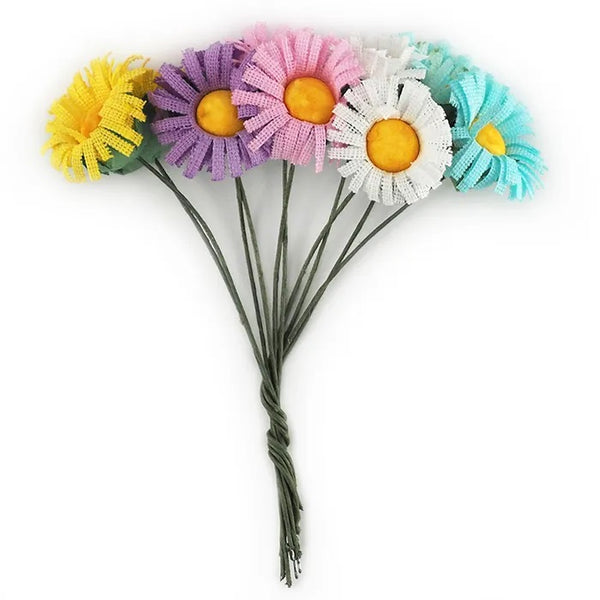 15mm Pastel Colours Fabric Daisy's on Stems Flower